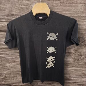 Screen Stars Shirt Size XL Vintage Black Skull Crossbones Logo Single Stitch USA